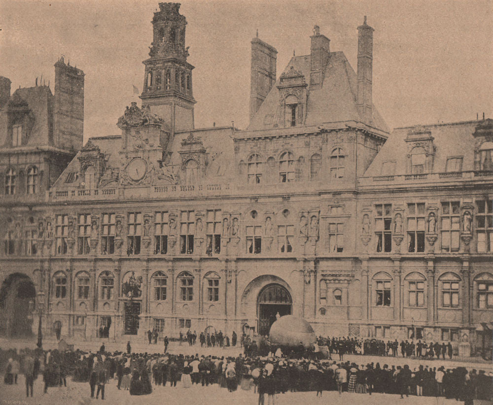PARIS COMMUNE 1871 Enlèvement d'un ballon.Place de l'Hotel-de-Ville 21/04 c1873